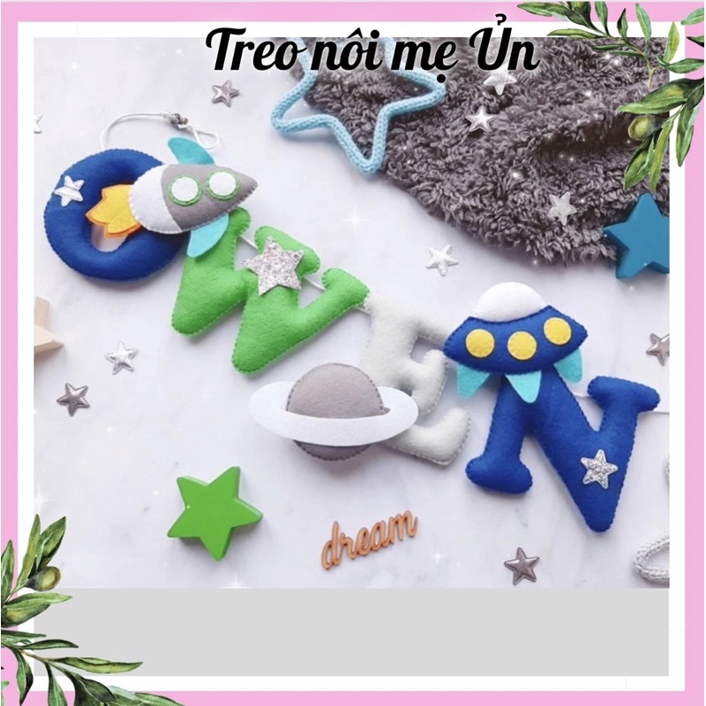Bảng tên treo phòng ngủ handmade, bảng tên trang trí thôi nôi cực đẹp mẫu Chữ cho bé trai, bé gái