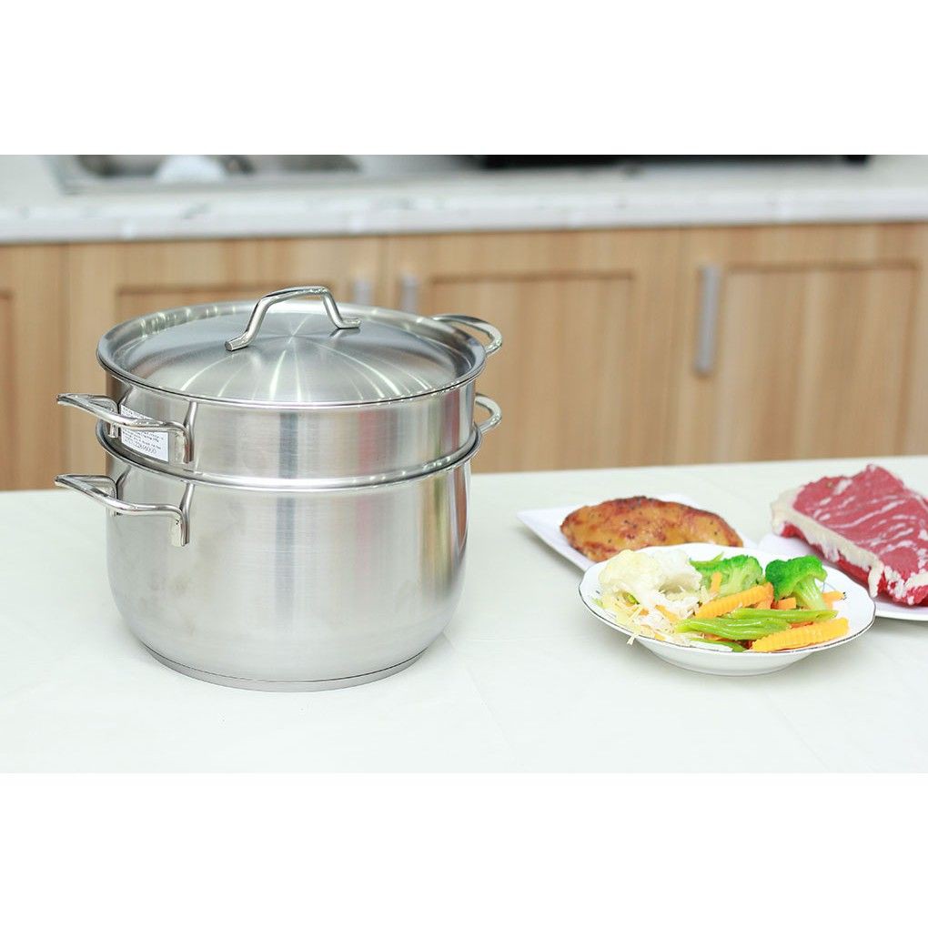 Bộ xửng hấp 3 đáy inox 430 Fivestar Standard bếp từ nắp inox