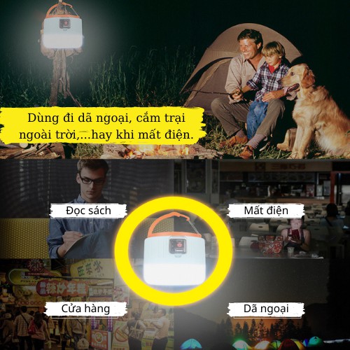 Bóng Đèn Năng Lượng Mặt Trời Tích Điện Siêu Sáng 3 Chế Độ Sáng, Chống Nước, Đèn Ngoài Trời, ASAKI OFFICIAL