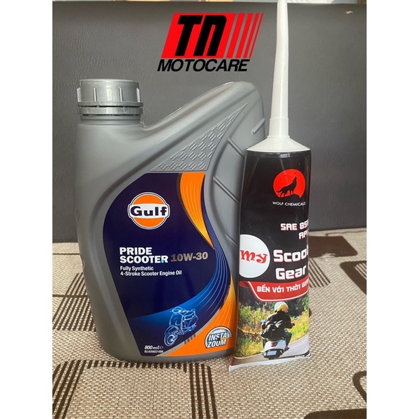 COMBO NHỚT XE GA GULF SCOOTER 10w30  + LÁP 120ml