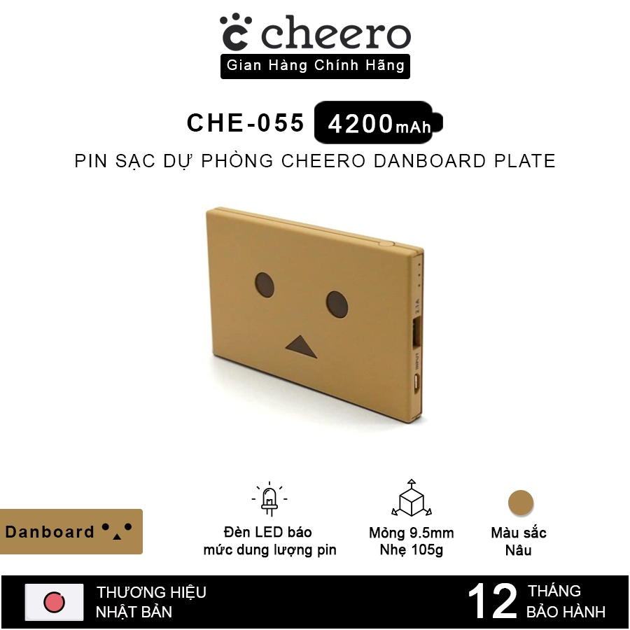 Pin Sạc Dự Phòng Cheero Danboard Plate CHE-055 4,200mAh - Hàng Chính Hãng