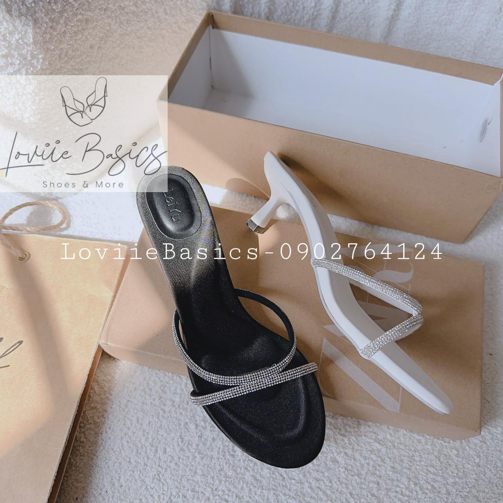 DÉP CAO GÓT LOVIIE BASICS - GUỐC NỮ PHONG CÁCH THỜI TRANG QUAI MẢNH ĐÍNH ĐÁ MŨI TRÒN HIỆN ĐẠI TEST