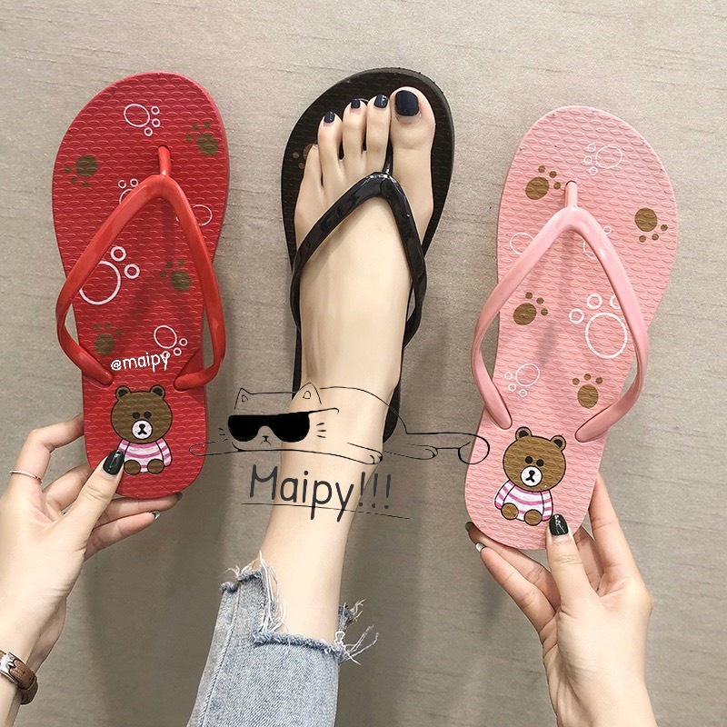 Dép kẹp xốp xỏ ngón hình GẤU cute thời trang mùa hè cho nữ 𝐃𝐋𝟏𝟎𝟓 Maipy