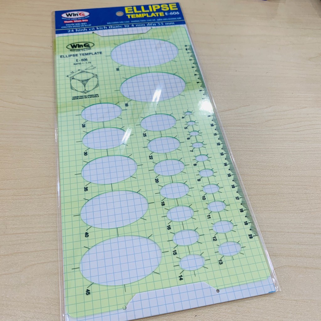 Thước Elip Vẽ Kỹ Thuật WinQ E606 - Ellipse Template Ruler