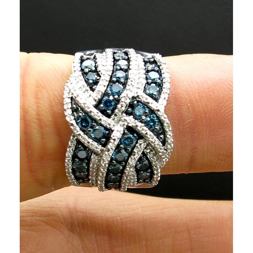 Nhẫn mạ bạc 925 đính đá sapphire phong cách Âu Mỹ thời trang