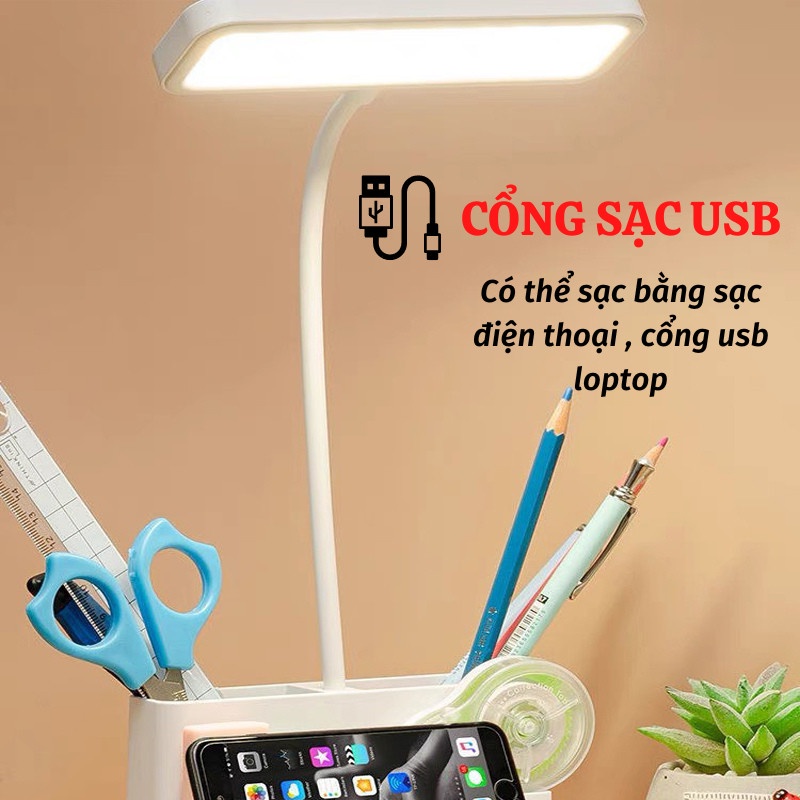 Đèn Bàn Làm Việc Đọc Sách Đèn Học Để Bàn Tích Điện Cảm Ứng 3 Chế Độ Sáng Gia Dụng Thông Minh ASAKI