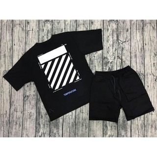 Set áo Off White + quần short Kaki