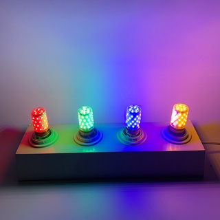 E27 E14 E2 16W 12W 红绿蓝黄粉紫 RGB 玉米灯泡 彩色光源 家用气氛拍照专用灯 配灯座 吊线灯头