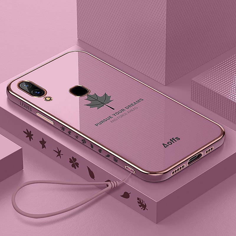 ốp lưng điện thoại mạ sang trọng tương thích với Cho VIVO V7 Plus V9 V15 Pro V17 V11 V11Pro Vỏ silicon mềm TPU có dây buộc case