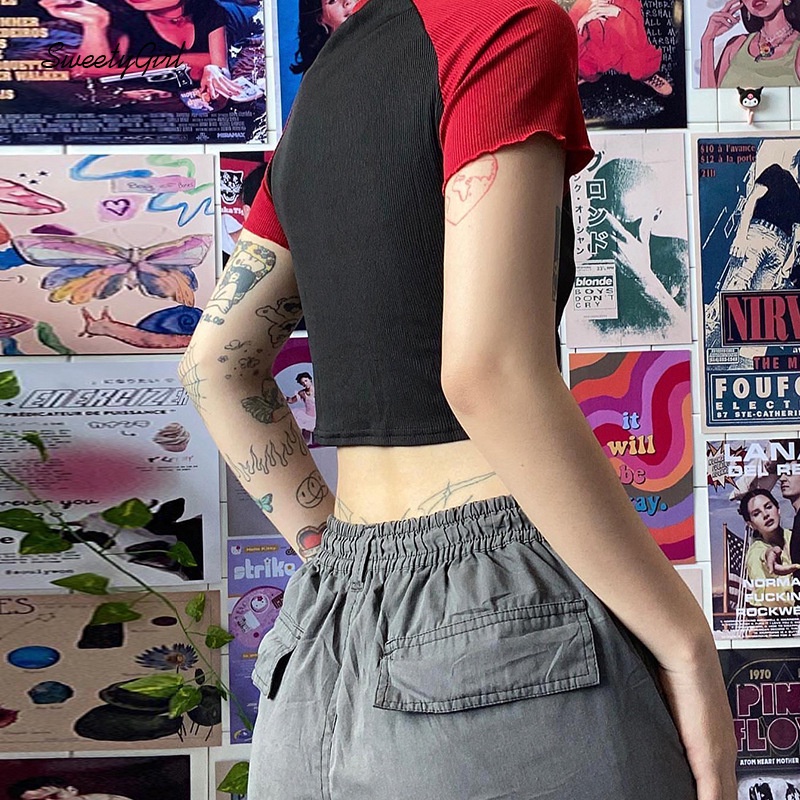 Áo Thun Dáng Ôm Tay Ngắn In Hình Đầu Lâu 2022 Thời Trang Cho Nữ