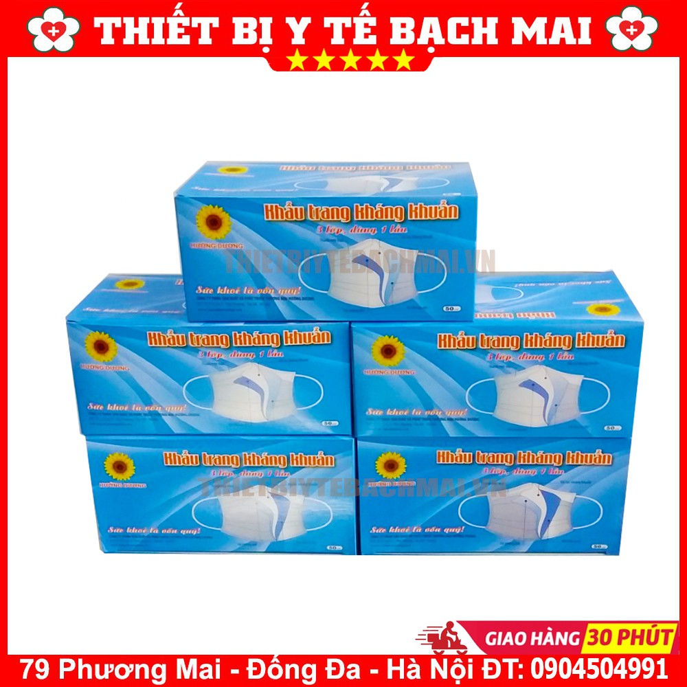 Khẩu Trang Hướng Dương Y Tế 3 Lớp,4 Lớp Đen, Xám, Xanh | Hộp 50 Cái