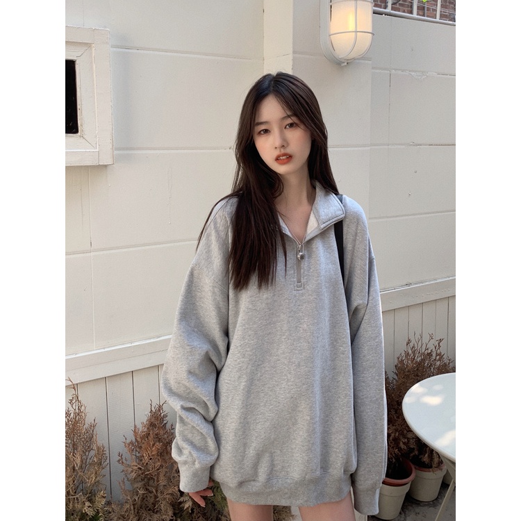 Áo Hoodie Lửng Dáng Rộng Cổ Rùa Màu Sắc Đơn Giản Phong Cách Hàn Quốc Dành Cho Nữ | BigBuy360 - bigbuy360.vn