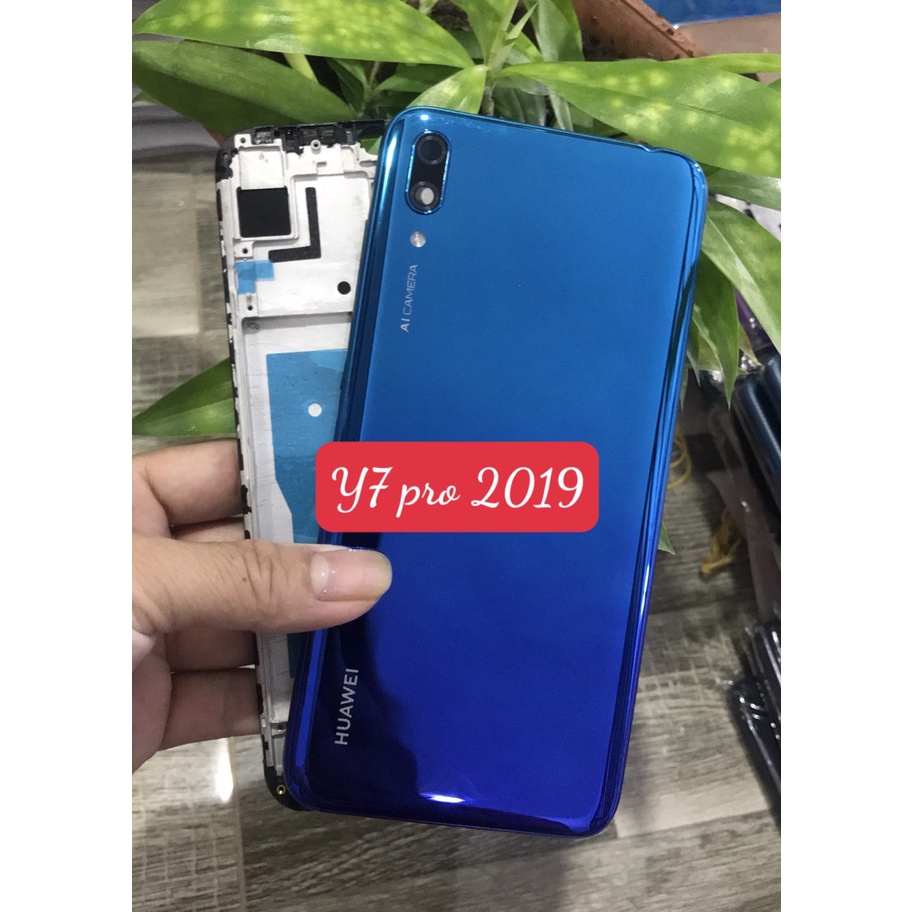 Bộ vỏ + sườn Huawei Y7 pro 2019 zin gồm lưng,xương,phím,kính camera