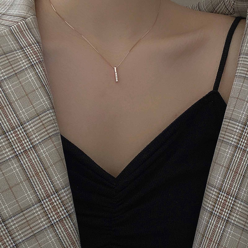 Dây chuyền S925 đính đá zircon phong cách đơn giản thời trang cho nữ