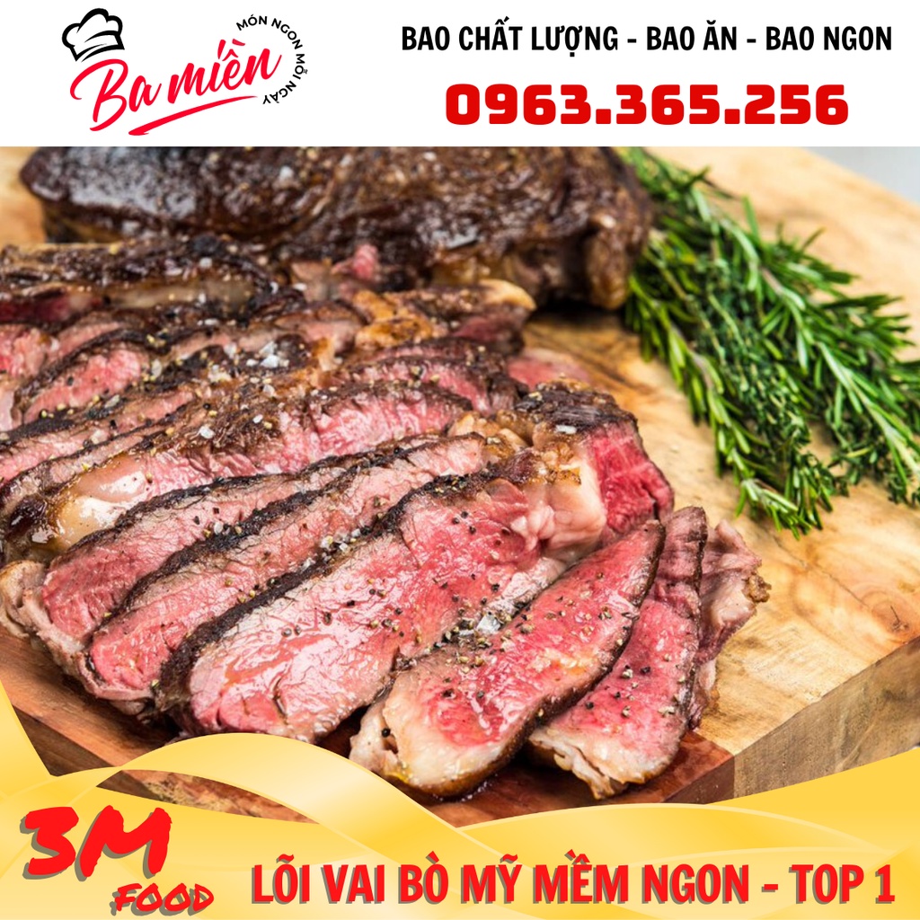 Lõi vai bò mỹ , Bò EXCEL khay 500g CẮT STEAK  ± 2.3cm  3M FOOD GS