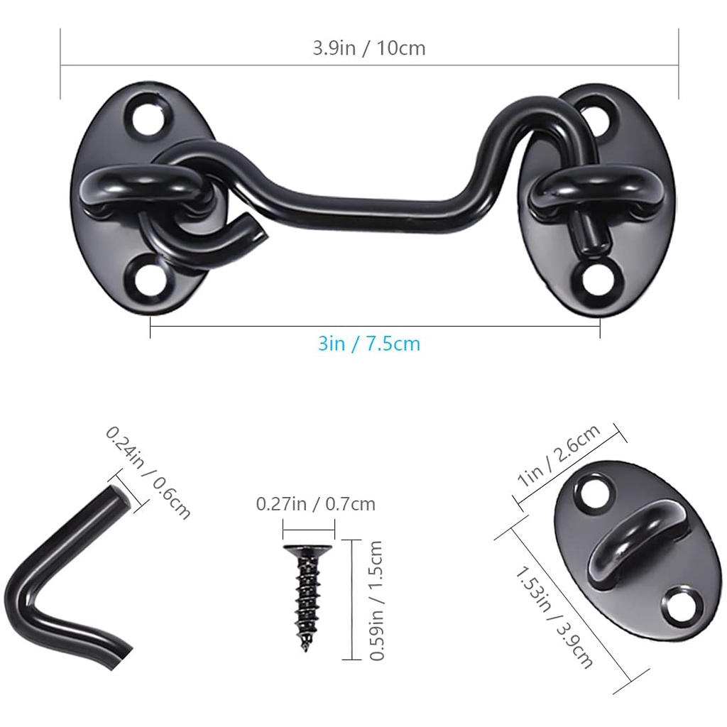 Chốt khóa cài cửa bằng thép không gỉ với ngàm ốc vít cho cửa sổ/cửa chuồng/nhà xe/cửa ra vào