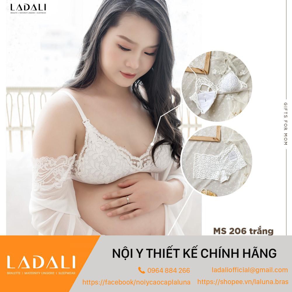Áo lót bầu cho con bú sau sinh, áo ngực bà bầu, bra bầu + Quần lót bầu - S206 Trắng