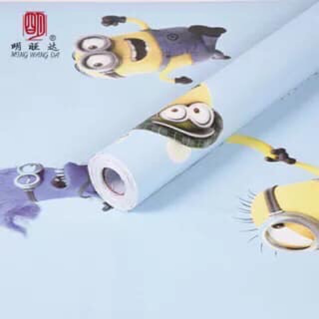 Giấy dán tường minion nền xanh -khổ rộng 45cm*10m ( sẵn keo dán)