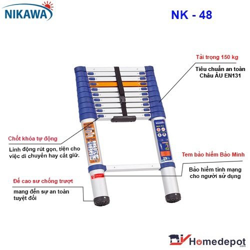 Thang nhôm rút đơn Nikawa NK-48