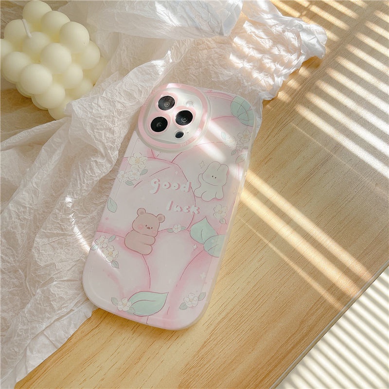 Ốp Điện Thoại Silicon Mềm Trong Suốt In Hình Gấu/Đào Xinh Xắn Cho Apple 13Promax Iphone12 11 Xs 8P