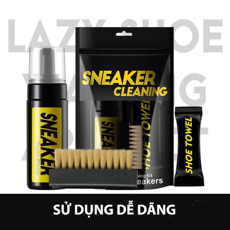 ❤COMBO 2 BỘ❤Bộ vệ sinh giày nam nữ cao cấp Sneaker Cleaning - Bình xịt bọt làm sạch, làm trắng giầy dép siêu tốc