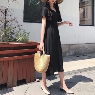 Đầm cổ V maxi