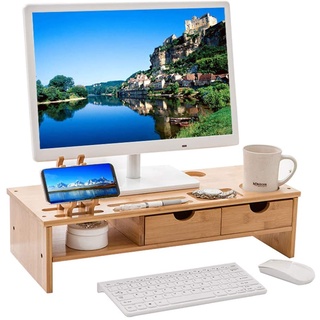 Kệ gỗ để màn hình máy tính fansi.mosta-025 | d54 x r23 x c13.5cm | nâng màn hình lên đến 13.5cm | giảm đau mỏi cổ