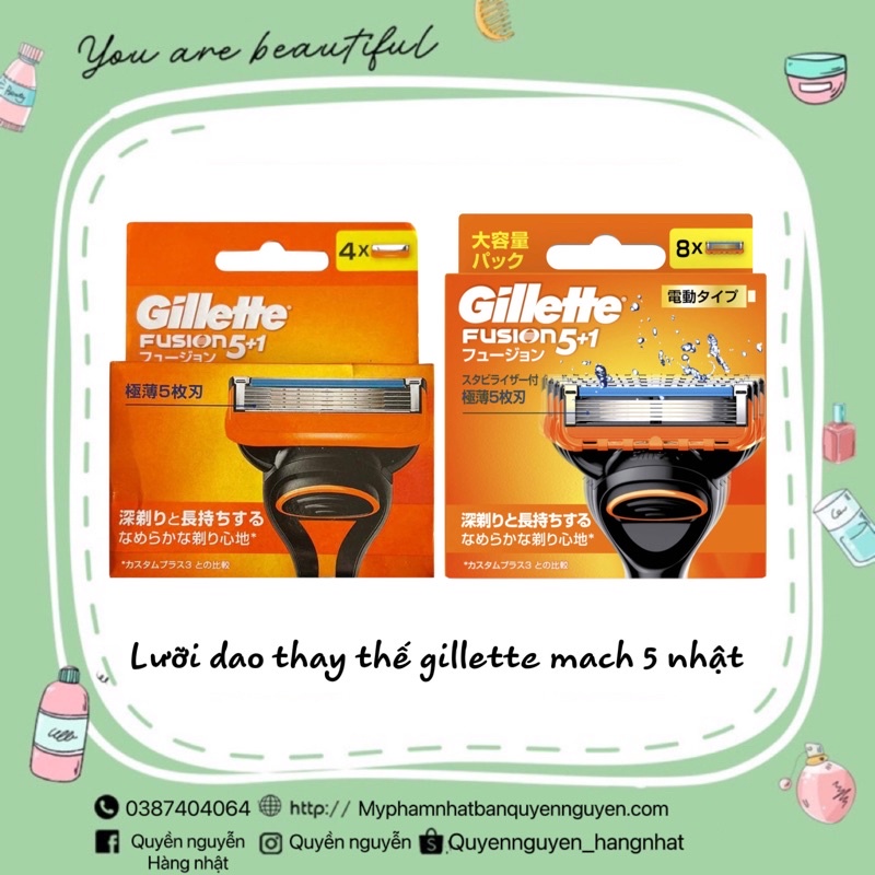 Hộp lưỡi dao thay thế Gillette Fusion 5+1 Nhật Bản japan