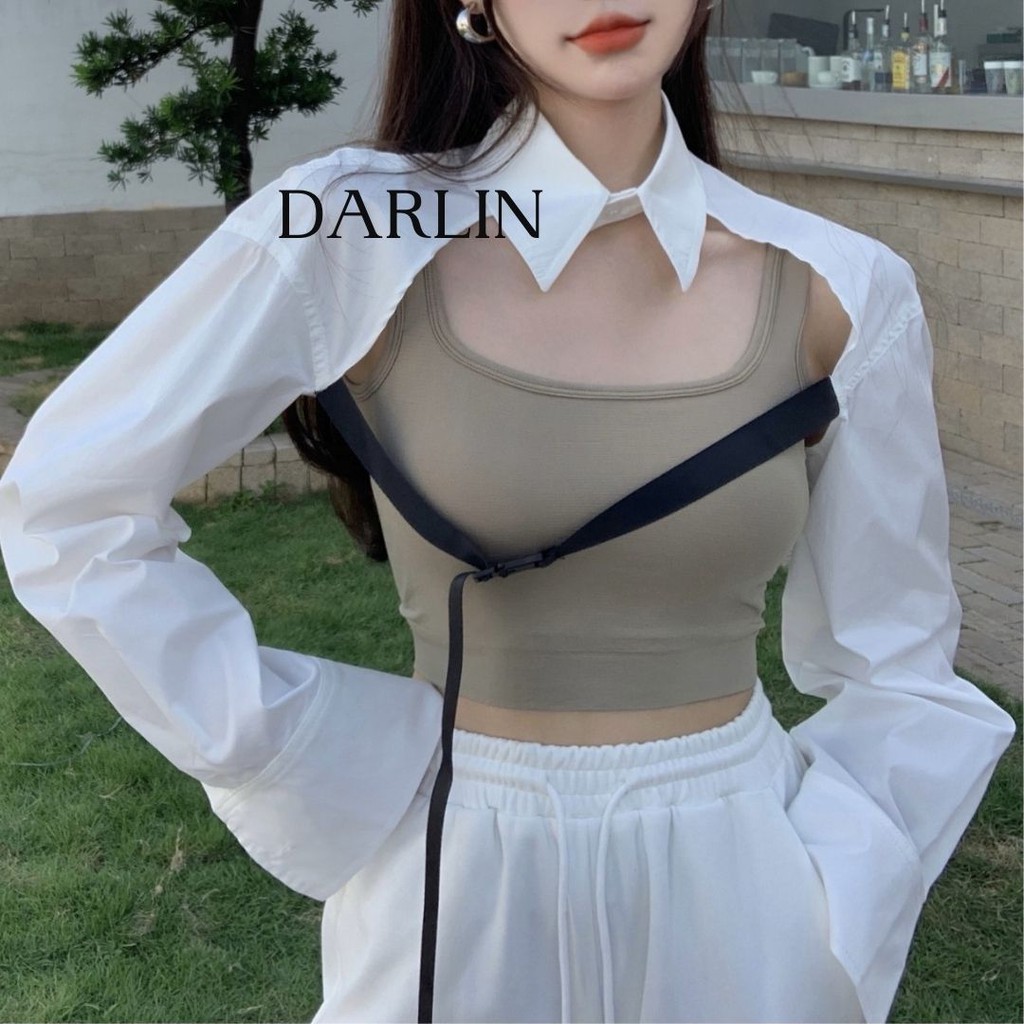 Áo 2 dây bản to ba lỗ croptop DARLIN có mút dáng ôm, bra mặc blazer cardigan tập gym | BigBuy360 - bigbuy360.vn