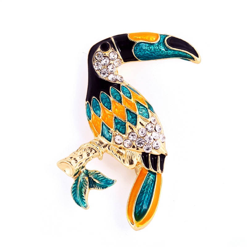 Ghim Cài Áo Hình Chim Vẹt Đính Đá Thời Trang