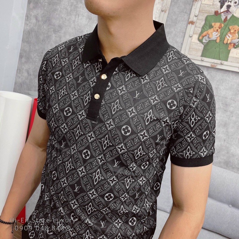 ⚡️𝐅𝐑𝐄𝐄 𝐒𝐇𝐈𝐏⚡️Áo phông Polo LV - Áo polo hoa tiết LV nam hàng cao cấp có sẵn