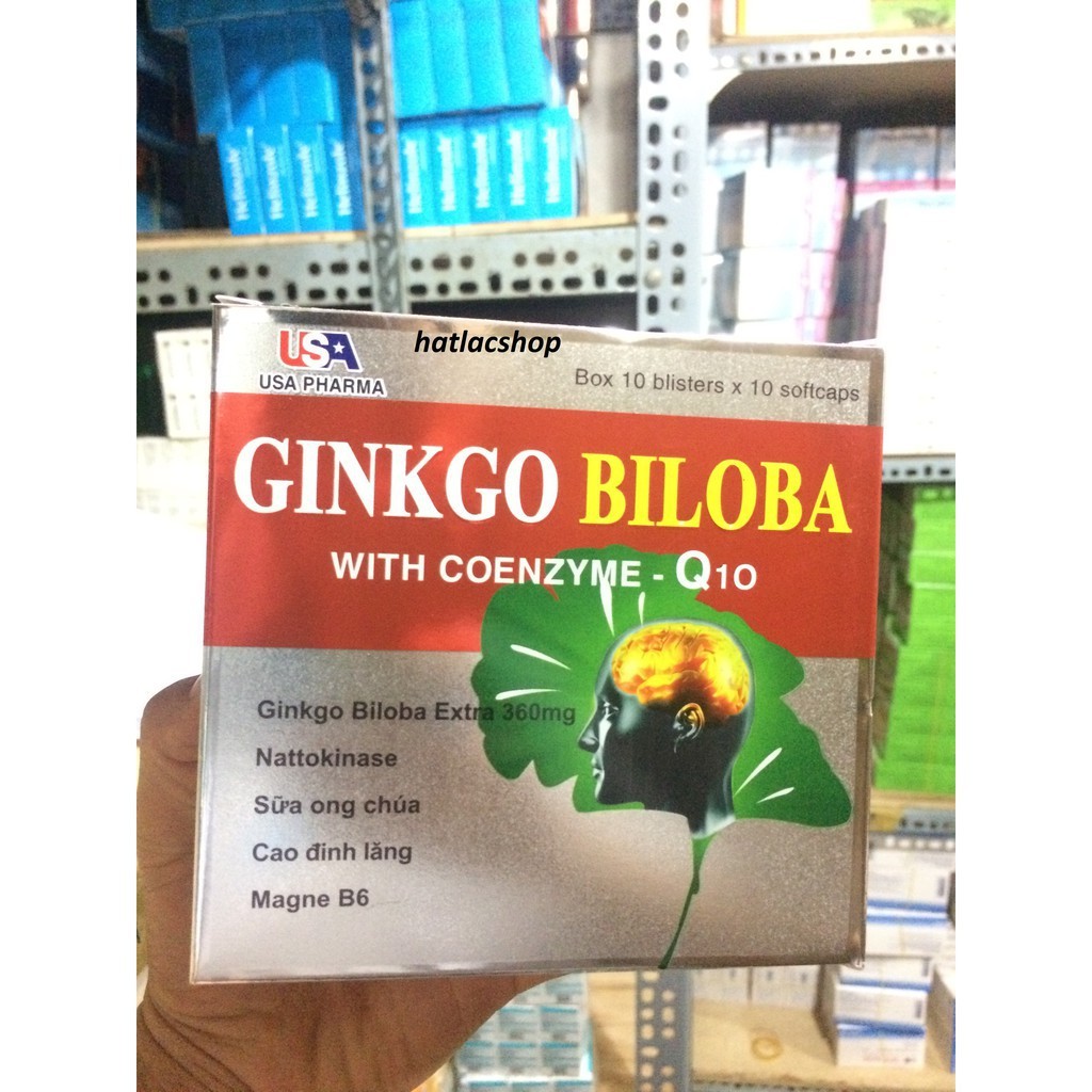 HOẠT HUYẾT DƯỠNG NÃO GINKGO BILOBA WITH COENZYME Q10 - GINKGO BILOBA Q10 - BỔ SUNG DƯỠNG CHẤT CHO NÃO - HỘP 100 VIÊN