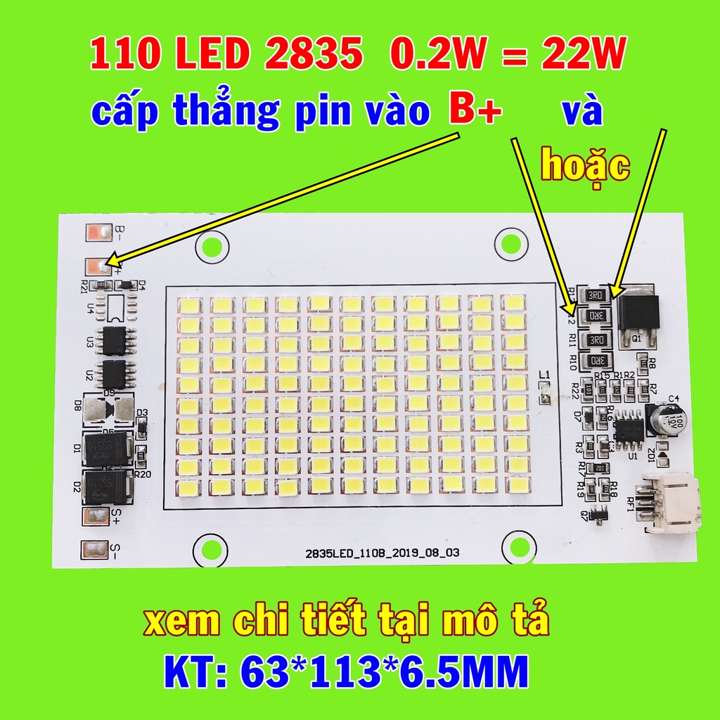 Bảng led năng lượng mặt trời 3.7 V - 4.2V 22W