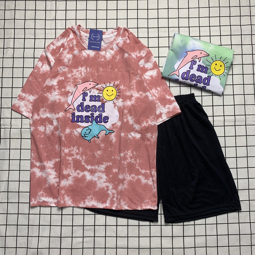 Set Bộ Loang Màu Cá Heo Uniex Tay Lỡ Lapi VN, Đồ Bộ Cartoon, Freesize, Thun Cotton, Nam Nữ Đều Mặc Được