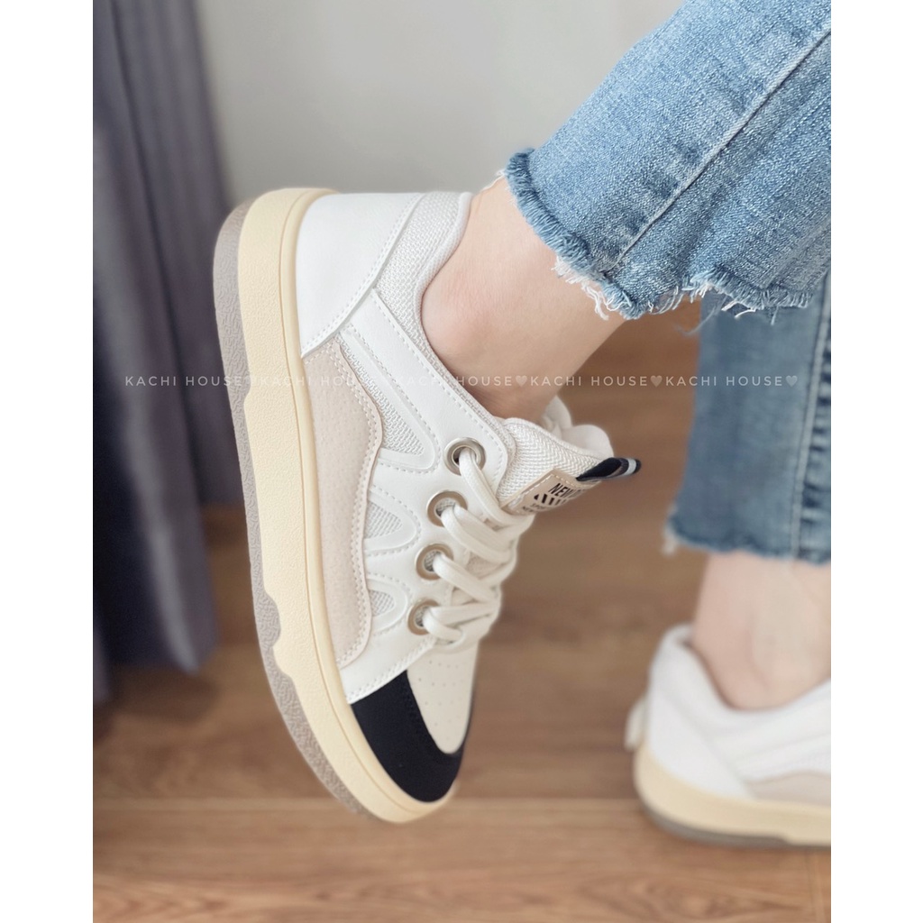 Giày thể thao sneaker nữ đế độn da phối lưới mẫu A26 – Kachi House