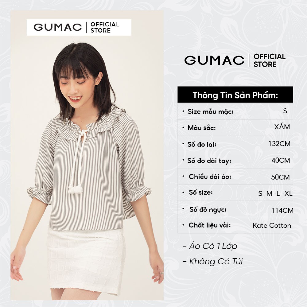 Áo kiểu nữ cổ bèo GUMAC dành cho teen, thiết kế tiểu thư AB3117