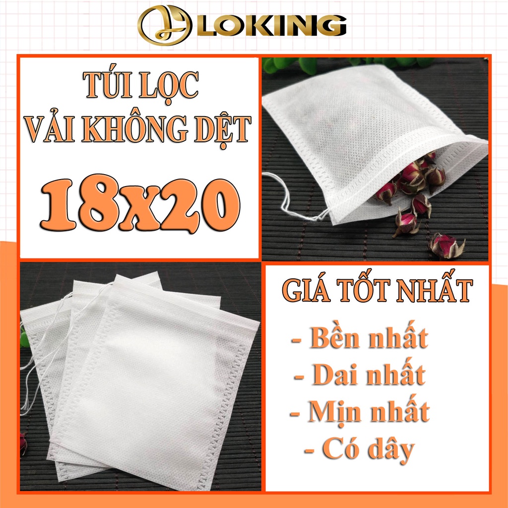 Túi lọc thảo dược bằng vải không dệt Có Dây Buộc 18x20cm, 100 túi/sp - LOKING