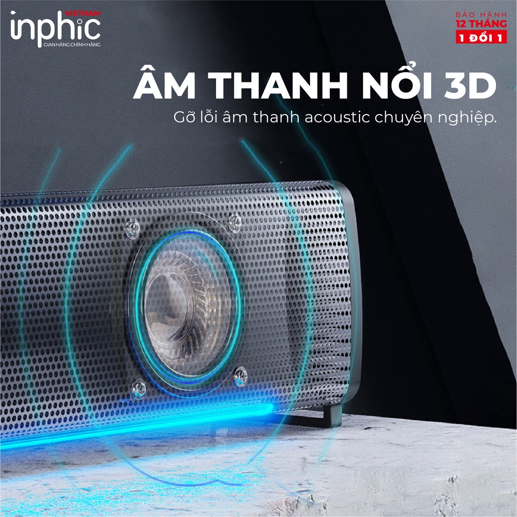 Loa Mini Có Dây INPHIC US1 Âm Thanh Vòm Stereo Ánh Sáng LED Xung Quanh Cho Máy Tính Bàn Máy Laptop Tivi - Chính Hãng