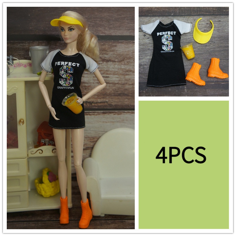 Quần áo thường ngày cho búp bê barbie 30cm, giày, kính, bộ đồ kết hợp