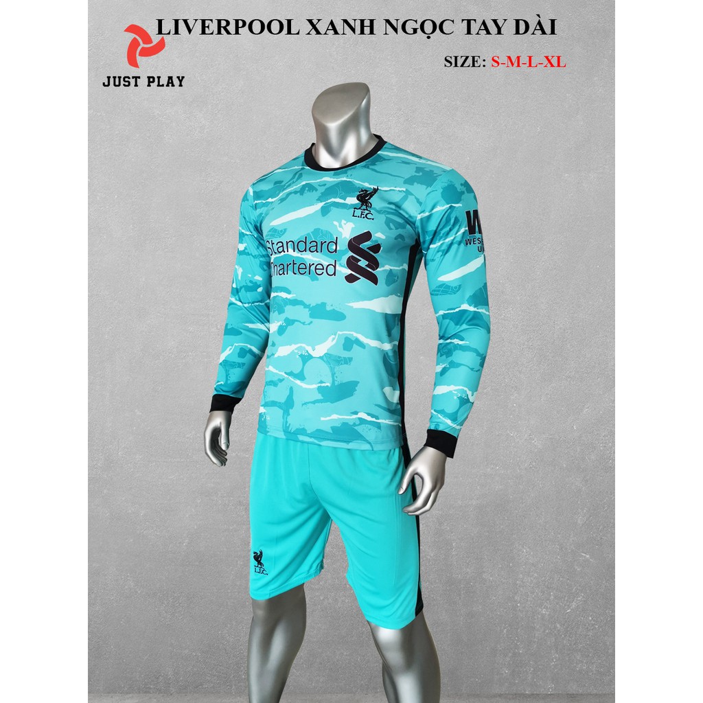 So hot với mẫu đá banh tay dài liverpool màu xanh lý mới nhất