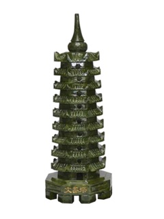 Tháp văn xương đá xanh ngọc hoàng long 30cm