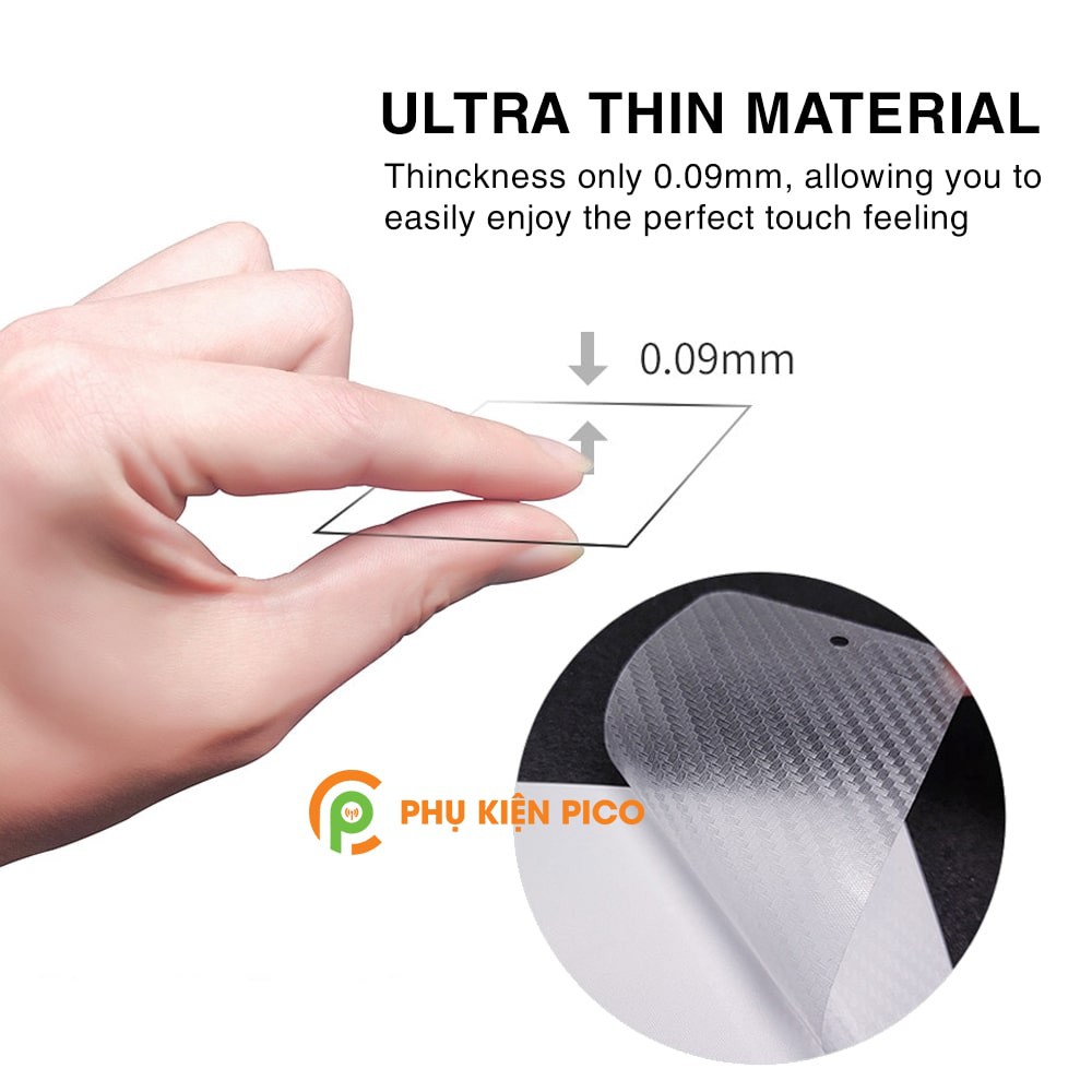 Dán lưng Redmi K20 trong suốt nổi vân Carbon 3D tản nhiệt tốt - Dán lưng vân Carbon Xiaomi Redmi K20