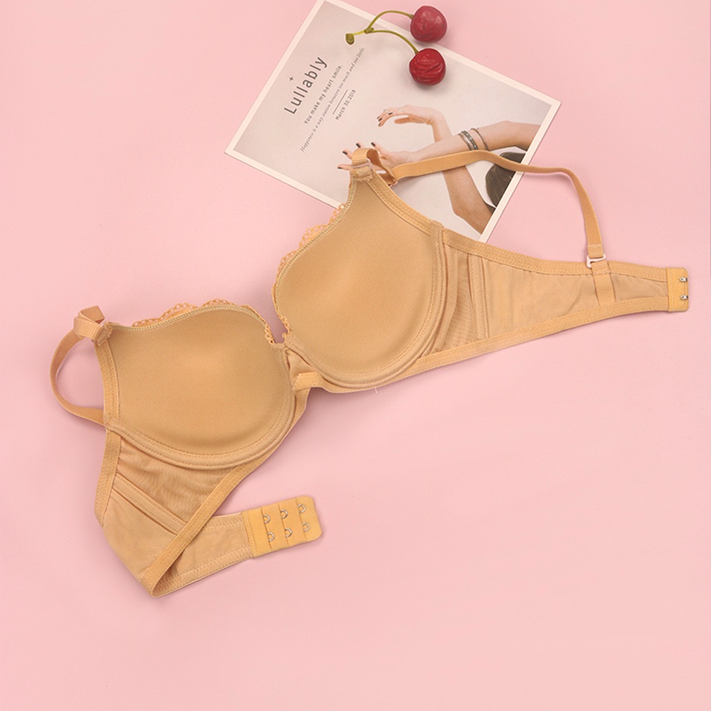 Áo Lót Nữ Có Gọng Đệm Mỏng LUPERI Quả Trơn Đắp Ren Hoa Tinh Tế Bản Hai Móc Trẻ Trung Form Quả Sát SP820