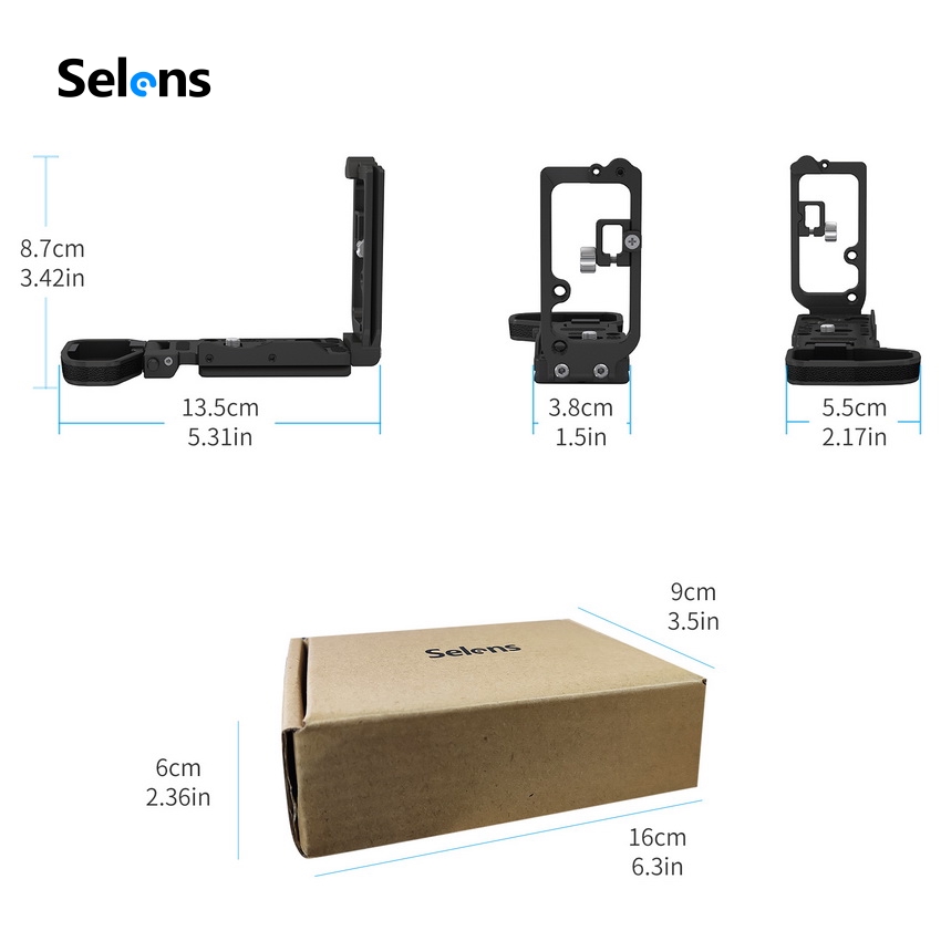 Giá đỡ máy ảnh bằng hợp kim nhôm Selens cho máy ảnh Sony A7II A7III A7RIII A9 A7RIII A7SIII Arca-Swiss LP-M3 Canon R5 R6 Nikon Z5