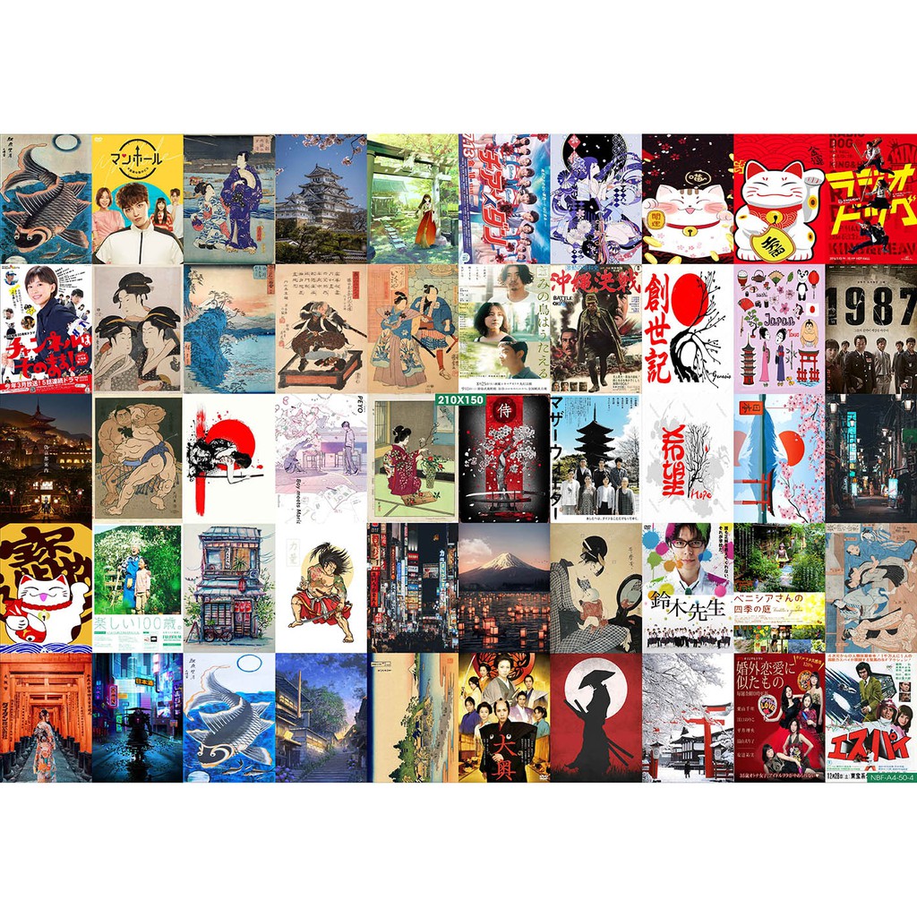 Combo Set 50 tờ Decal dán tường Nhật Bản 2