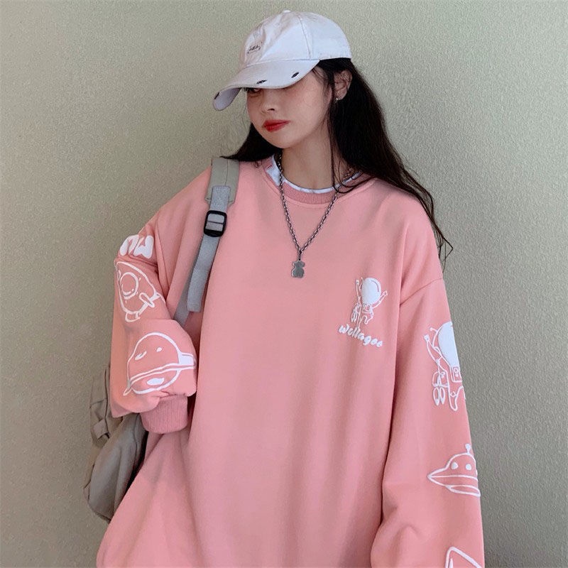 Áo thun cotton mỏng giả hai lớp dáng rộng phong cách Hàn Quốc thời trang mùa thu mới cho nữ