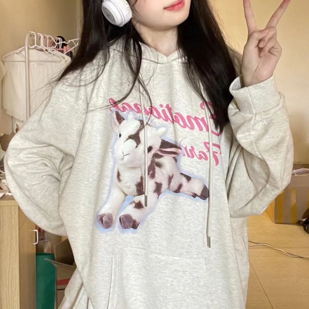 SUXI Áo Hoodie Thể Thao Dáng Suông Thời Trang Xuân Thu Cho Nữ