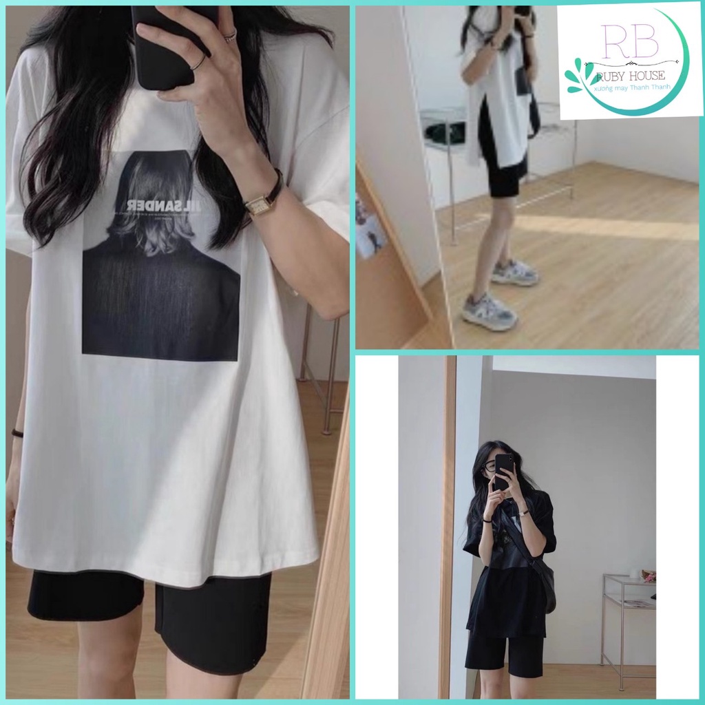 Bộ đùi cô gái xẻ tà RUBY Chất cotton 4 chiều dầy mịn mềm, áo xẻ tà phong cách Hàn quốc