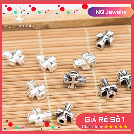 Charm bạc thánh giá xỏ ngang - NQ Jewelry