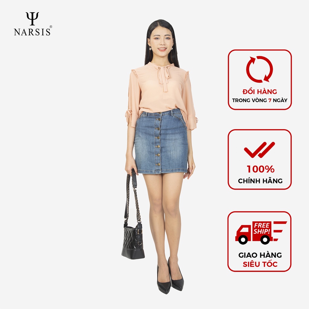 Áo nữ chifon tay lỡ màu cam hồng Narsis L9048